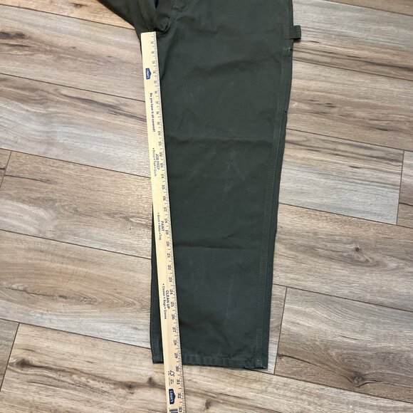 Men's Carhartt Duck Canvas Carpenter Jeans SZ 36x30 Moss Green B11 MOS Work Wear - Picture 5 of 11